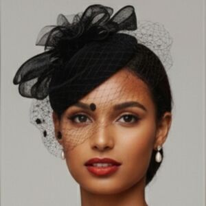 Elegant Royal British Pillbox Lace Dotted Veil Hat Fascinator Beloved Mi…